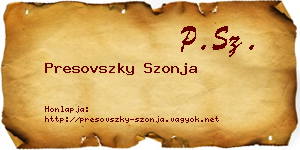 Presovszky Szonja névjegykártya